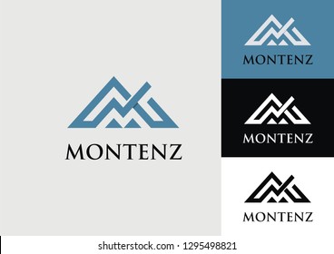 Letter M logo concept with continuous line