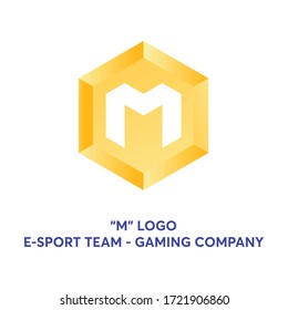 Concepto de logotipo Carta M para su empresa o equipo de soporte, símbolo de plantilla de juego