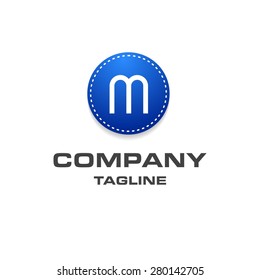 Letter M logo , creative blue Fasihon circle , Elegant calligraphic , Company logo design . vector illustration