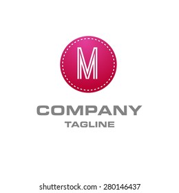 Letter M logo , creative Pink Fasihon circle , Elegant calligraphic , Company logo design . vector illustration