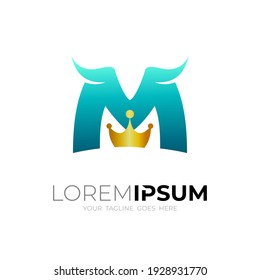 Logo de la letra M y combinación de diseño de la corona, Rey de la letra M 