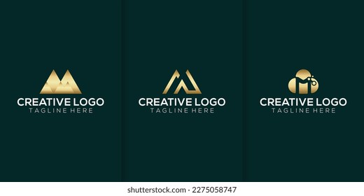 Letter M logo design. abstract symbol collection of letter M. logo design template