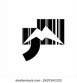 Letter M Logo Design mit Barcode Konzept.