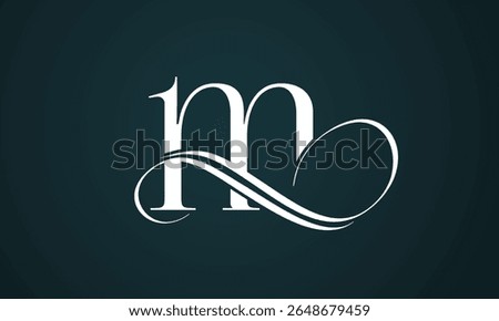 Letter m logo design with a blue background. Modern trendy initial luxury m letter logo design. Royal premium letter m logo design vector template.