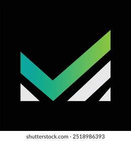 Letra M diseño de logotipo. M con el concepto del logotipo de la marca de verificación. Logotipo de Premium Business Finance. Monograma monocromático creativo lineal. Vector elegante App