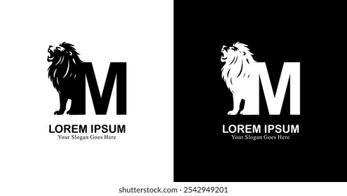 letter M logo design combined with a lion