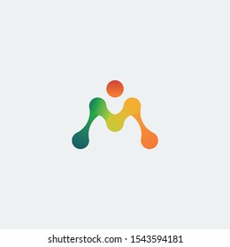 Letter M Logo Design, Concept Colorful Initial M.