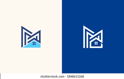Letter M logo design. Concept for architecture corporate business or urban city skyline Real Estate. Vector Illustration