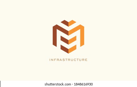 Logo-Design von Letter M. Konzept für Architektur Unternehmen oder städtischen Skyline Immobilien. Vektorgrafik