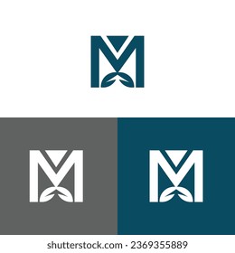 Estilo de espacio negativo del concepto de diseño del logo M de la letra. 
Signo abstracto construido a partir de marcas de verificación.
 Icono de plantilla de elementos vectores.
