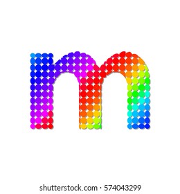 Letter M Logo Design Concept in Colorful Dots Pattern Fill 