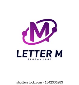 Letter M Logo design concepts. Initial M planet Logo design template vector. Icon Symbol