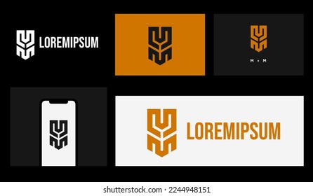 Letter M M logo design. creative minimal monochrome monogram symbol. Universal elegant vector emblem. Premium business logotype. Graphic alphabet symbol for corporate identity