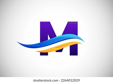Letter M Logo Design with Dynamic Wave a Modern Symbol for Media and Marketing Companies