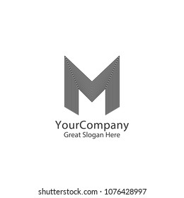 Letter M logo design for fashion brand, initial wedding invitation, business finance. Linear creative monochrome monogram outline symbol. Vector Illustration.