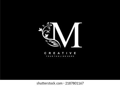 Letter M Logo Design Flowers Leaves Stock Vector (Royalty Free ...