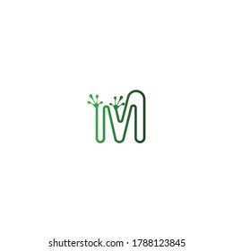 Letter M logo design frog footprints concept icon illustration