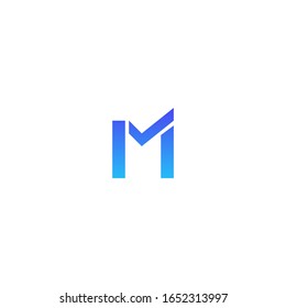 Logo-Design von Letter M. Buchstabe M Logo mit Farbverlauf-Zeichen. Buchstabe M Logo mit dem rechten Zeichen oder einem Häkchen 