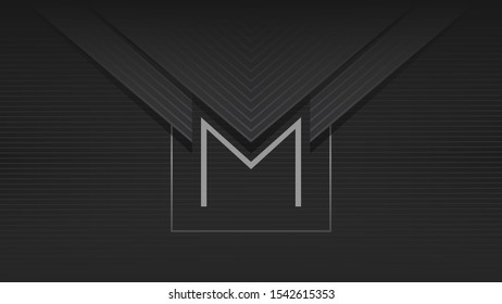Letter M. Logo design or icon on a dark background. Strict classic style. Vector.