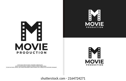 letter M logo design illustration, movie maker studio logo.