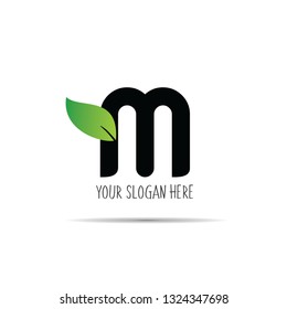 Letter m logo design with leaf template elements 13
