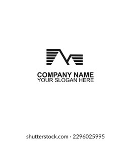 Diseño de logotipo de letra M. Símbolo creativo de línea. Icono de vector universal. Señal del campamento de montaje en techo.