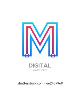 Letter M Logo Design, Linked shape square, Technology and digital, Connection vector logotype