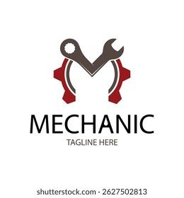 letra M logotipo design mecânico