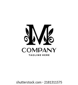 letter M logo design monogram with flourish decoration vector