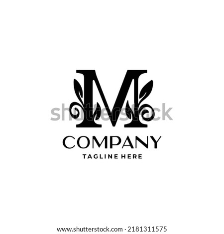 letter M logo design monogram with flourish decoration vector