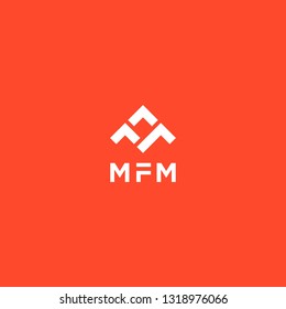 Letter M and a logo design. Mountain and roof logo template in minimalism style