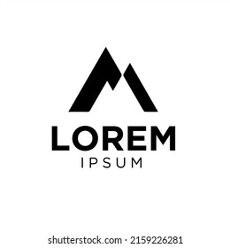 Plantilla de montaña de diseño del logotipo M de la letra.