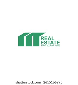 letter m logo design for real eatate or building with creative illustration