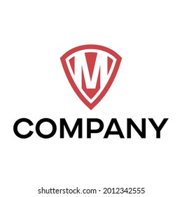 Letter M logo design with shield vector graphic
