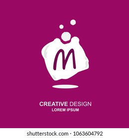 letter m, m logo, m logo design. simple word type logo. suitable for businesses in the field of children and young women. round background that resembles gel for creative design. abstract. vector