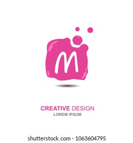 letter m, m logo, m logo design. simple word type logo. suitable for businesses in the field of children and young women. round background that resembles gel for creative design. abstract. vector