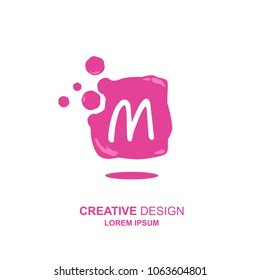 letter m, m logo, m logo design. simple word type logo. suitable for businesses in the field of children and young women. round background that resembles gel for creative design. abstract. vector