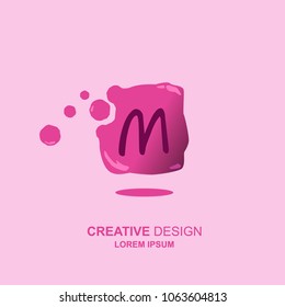 letter m, m logo, m logo design. simple word type logo. suitable for businesses in the field of children and young women. round background that resembles gel for creative design. abstract. vector