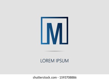 Letter M logo design with square smooth gradient. vector illustration