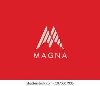 Letter M logo design. Summit mount nature vector logo. 