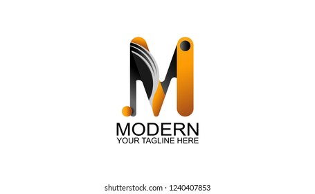 Letter M logo design template with modern style, black orange colour, use for business card, banner, creative design 