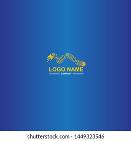 Letter m Logo Design Template with gradient and line colors