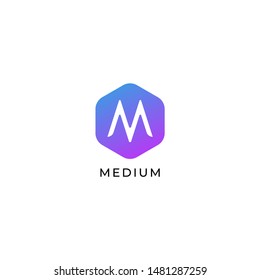 Letter M Logo Design Template, Colorful Hexagon Logo Concept, Simple & Clean