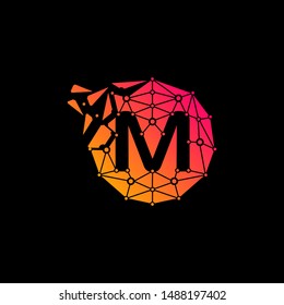 letter M Logo Design Template. technology digital logo. connect concept. negative space concept. network icon -vector