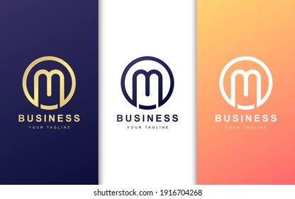 Letter M logo design template with circle shape style