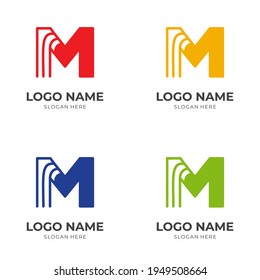 letter M logo design template concept vector with flat colorful style