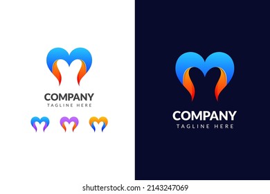 Letter M logo design template with gradient creative concept