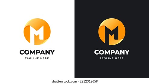 Plantilla de diseño de logotipo M de letra con estilo de forma cuadrado