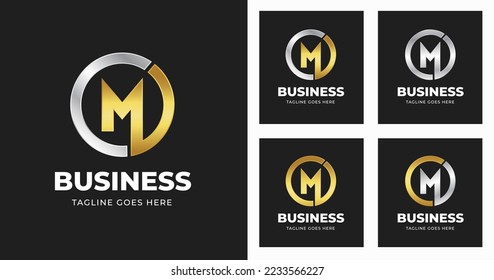 Letter M logo design template with luxury geometric shape style