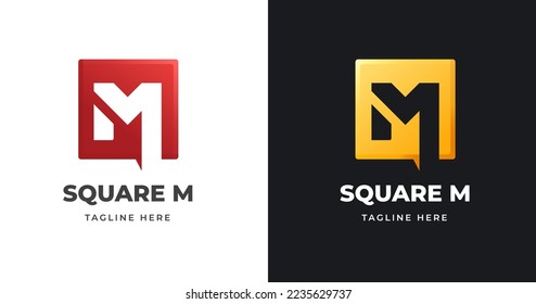 Logo-Designvorlage Letter M mit quadratischem Formstil